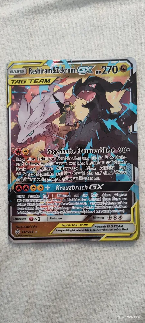Reshiram & Zekrom-GX card, TCGAI Score 9.0