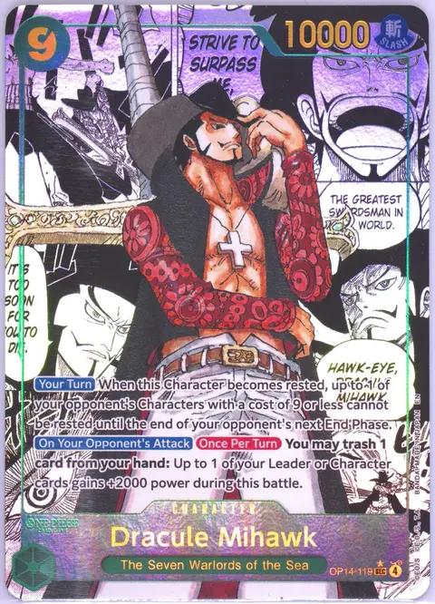 Dracule Mihawk card, TCGAI Score 10.0