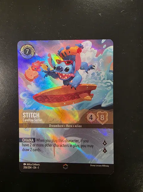 Stitch - Carefree Surfer card, TCGAI Score 9.0