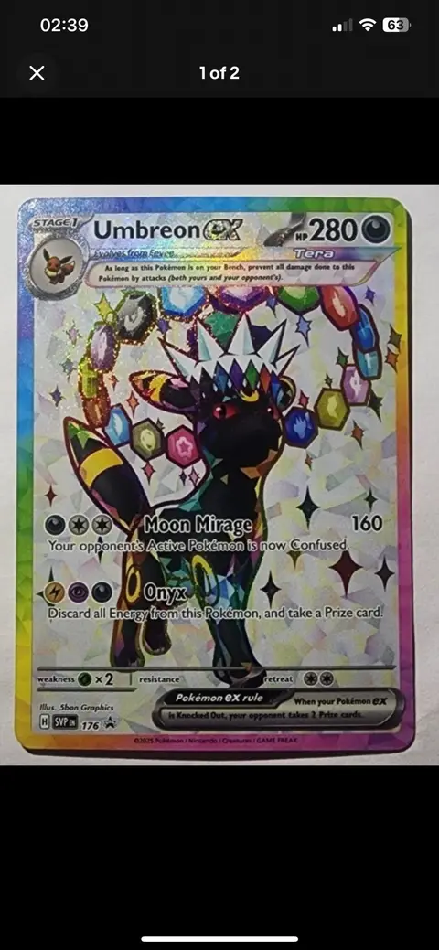 Umbreon ex card, TCGAI Score 8.0