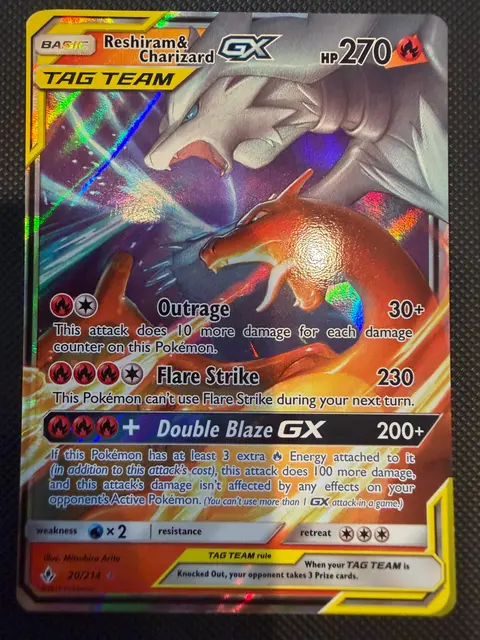 Reshiram & Charizard GX card, TCGAI Score 8.0