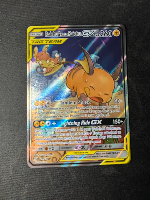 Raichu & Alolan Raichu GX card, TCGAI Score 9.0