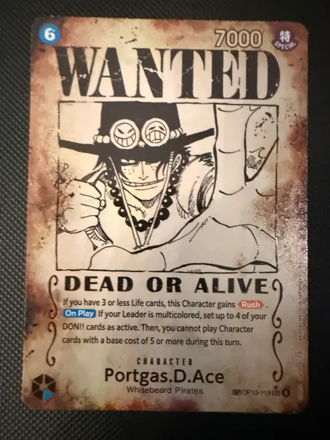 Portgas.D.Ace (Wanted Poster) card, TCGAI Score 9.0
