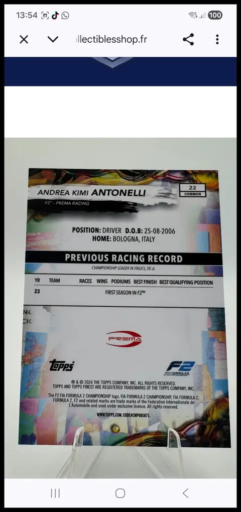 Back of Andrea Kimi Antonelli