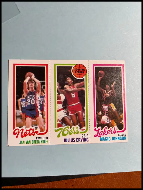 Jan Van Breda Kolff / Julius Erving / Magic Johnson card, TCGAI Score 7.0