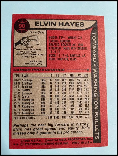 Back of Elvin Hayes