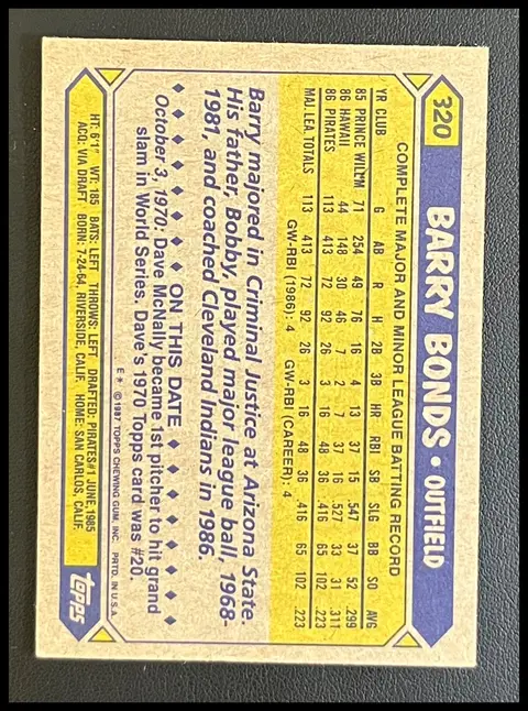 Back of Barry Bonds