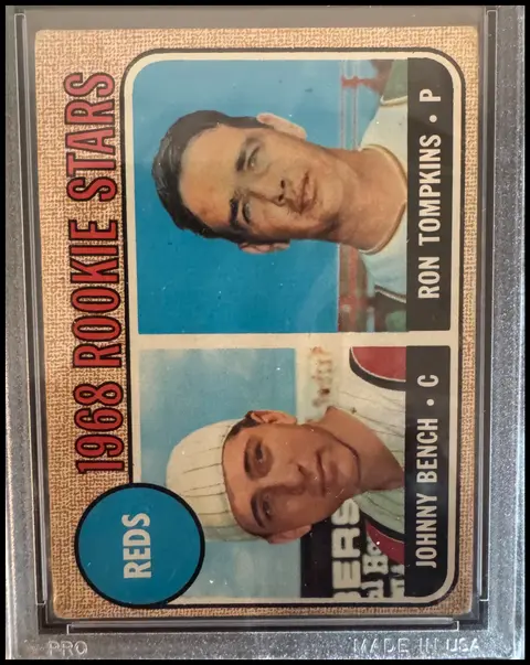 1968 Rookie Stars Johnny Bench / Ron Tompkins card, TCGAI Score 7.0