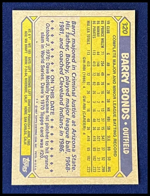 Back of Barry Bonds