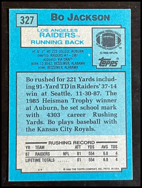 Back of BO JACKSON