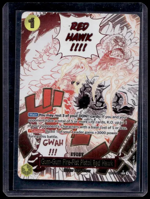 Gum-Gum Fire-Fist Pistol Red Hawk card, TCGAI Score 7.0
