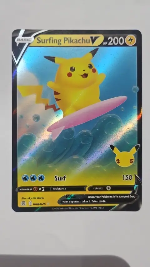 Surfing Pikachu V card, TCGAI Score 9.0