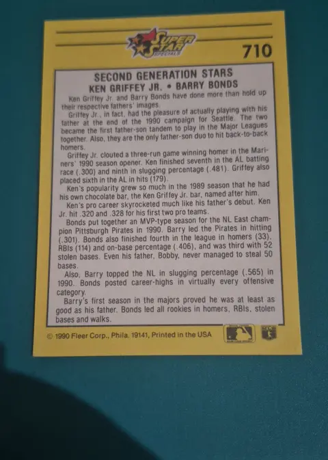 Back of Ken Griffey Jr. / Barry Bonds