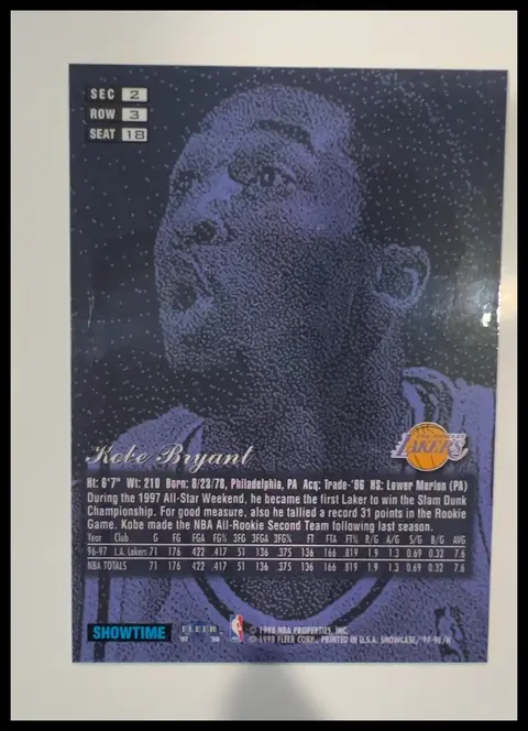 Back of Kobe Bryant