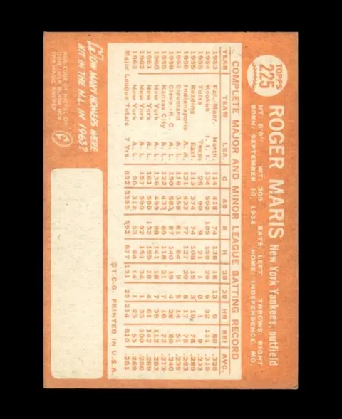 Back of Roger Maris