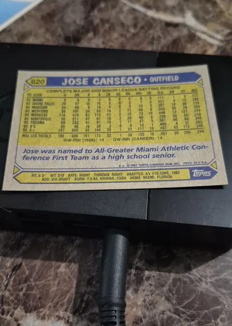 Back of Jose Canseco
