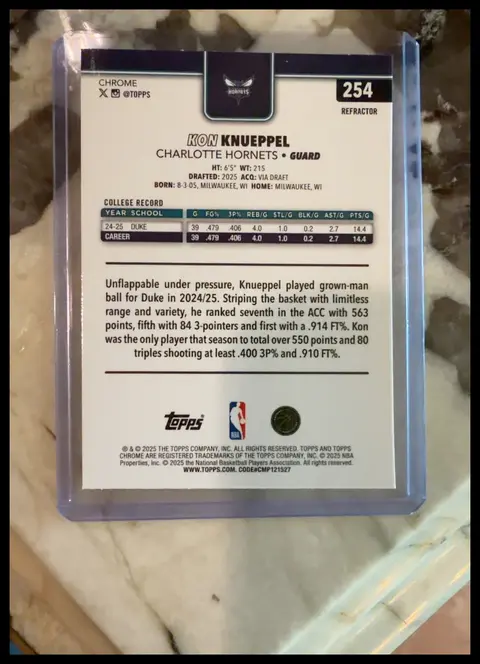 Back of Kon Knueppel