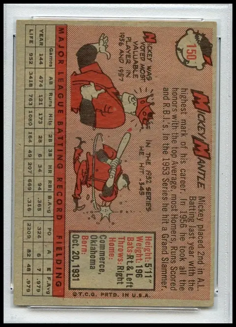 Back of Mickey Mantle