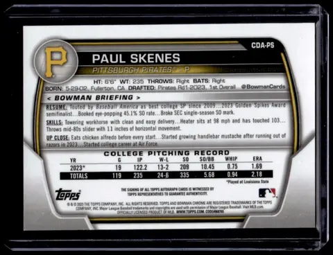 Back of Paul Skenes