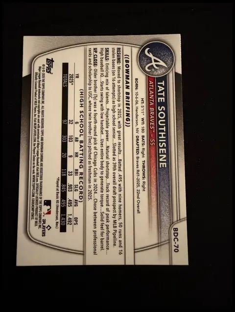 Back of TATE SOUTHISENE