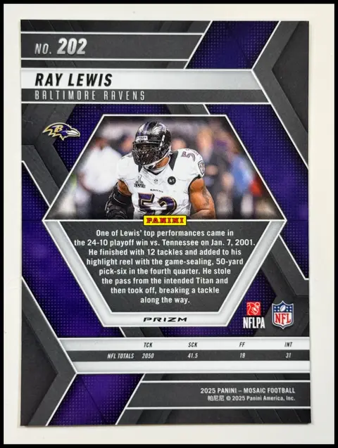Back of Ray Lewis