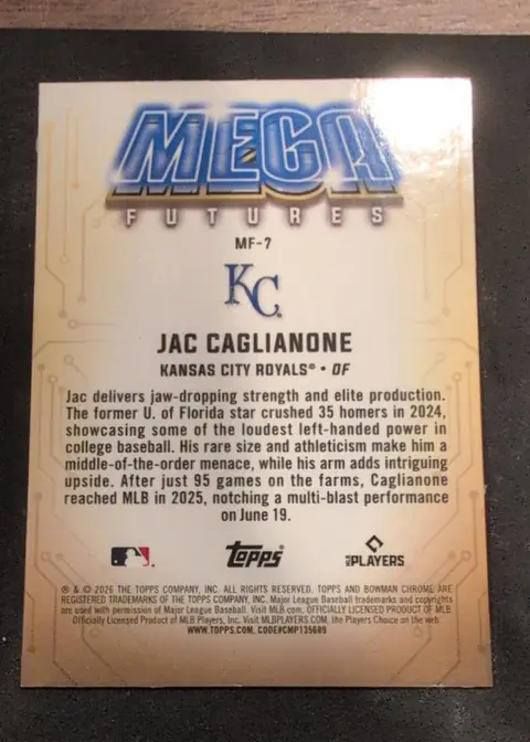 Back of Jac Caglianone