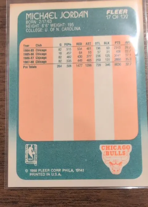 Back of MICHAEL JORDAN