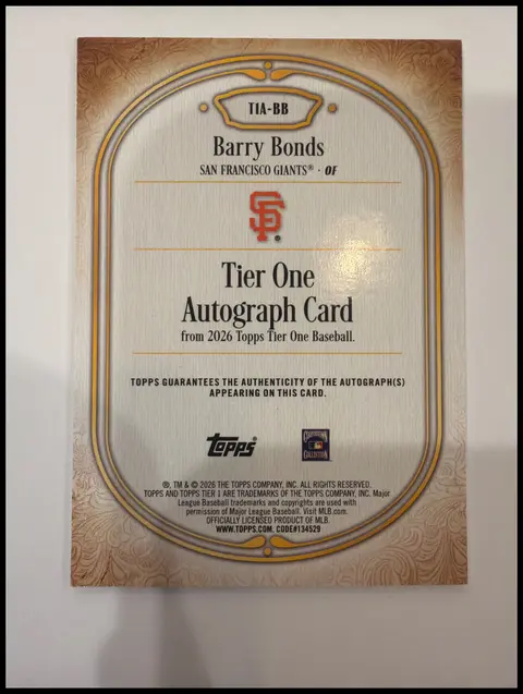 Back of Barry Bonds