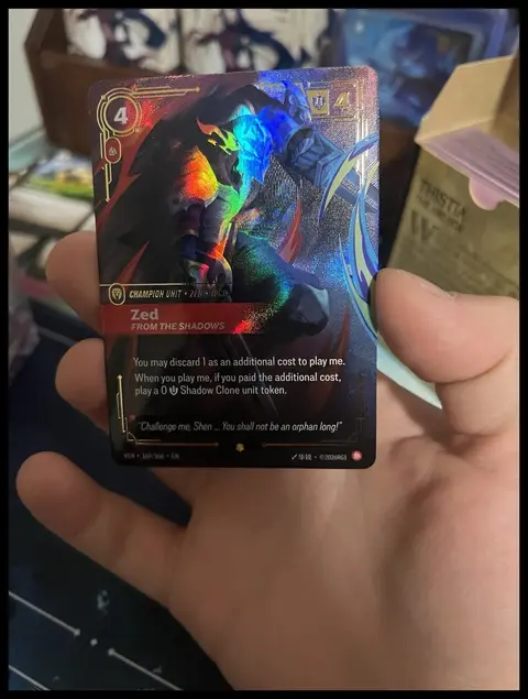 Zed, From the Shadows card, TCGAI Score 9.0